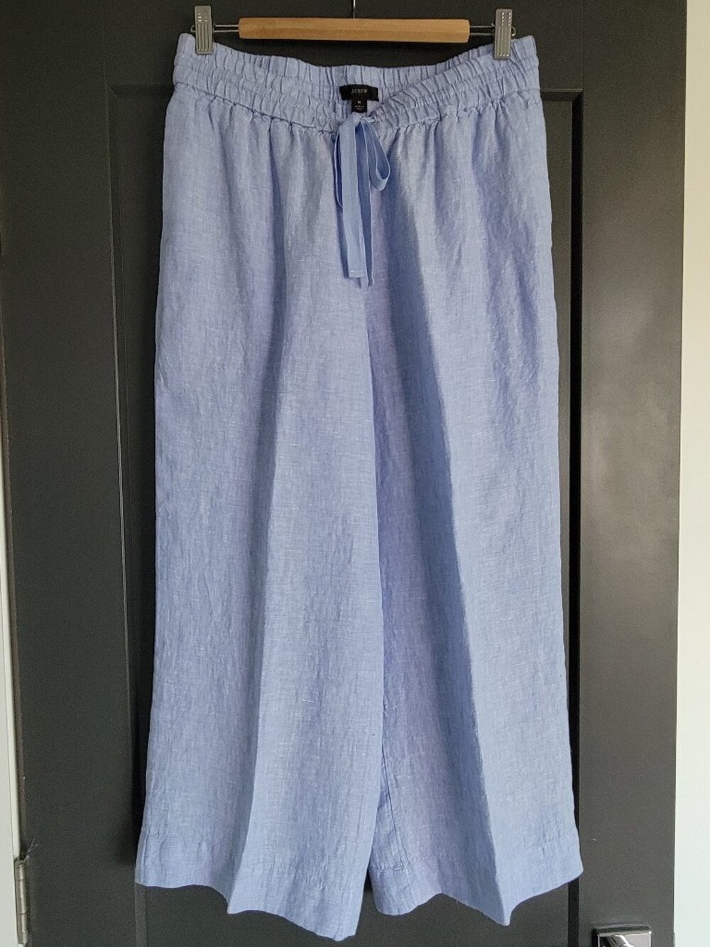 J.Crew french blue wide leg 100% linen pull on pants - Picture 4 of 7